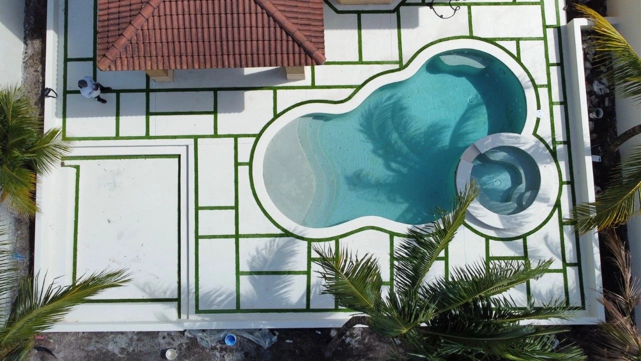 Modern concrete pool deck, Aventura project